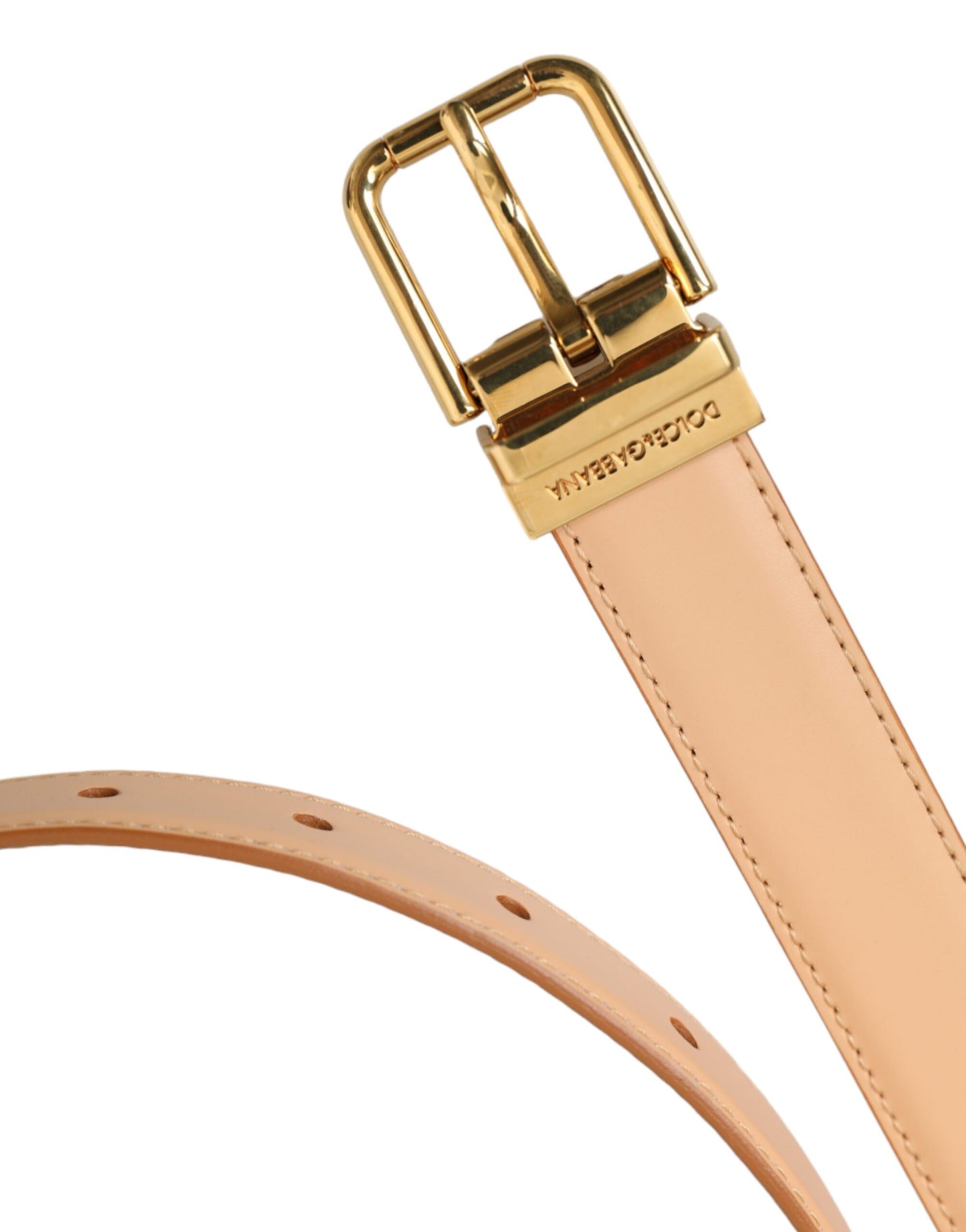 Dolce & Gabbana beige vasikan nahkavyö kultaisella metallisoljella