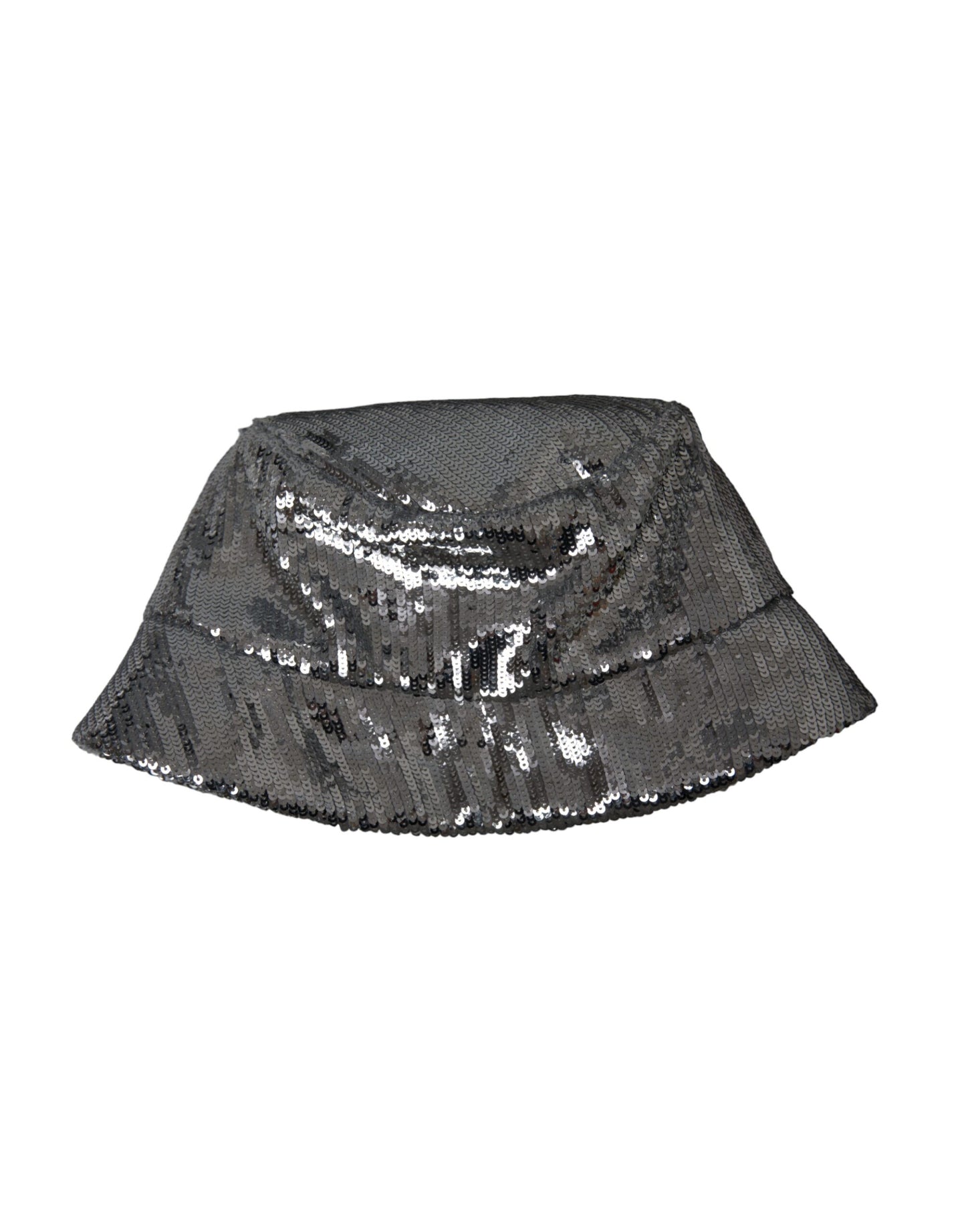 Dolce & Gabbana Silver Sequin Nylon Bucket Hat Men
