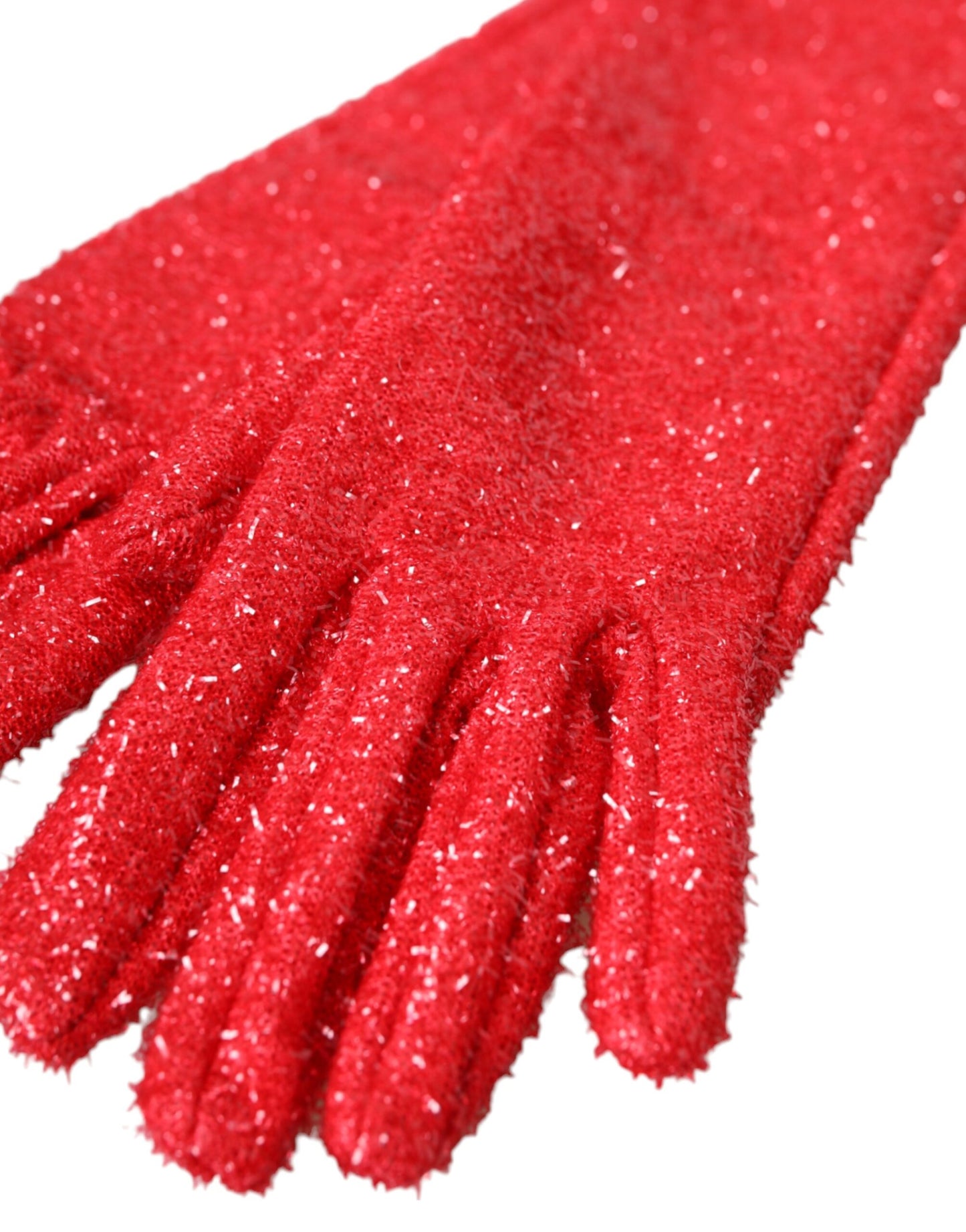 Dolce & Gabbana Red Lurex Fantasia Gloves Medium Sleeve Length