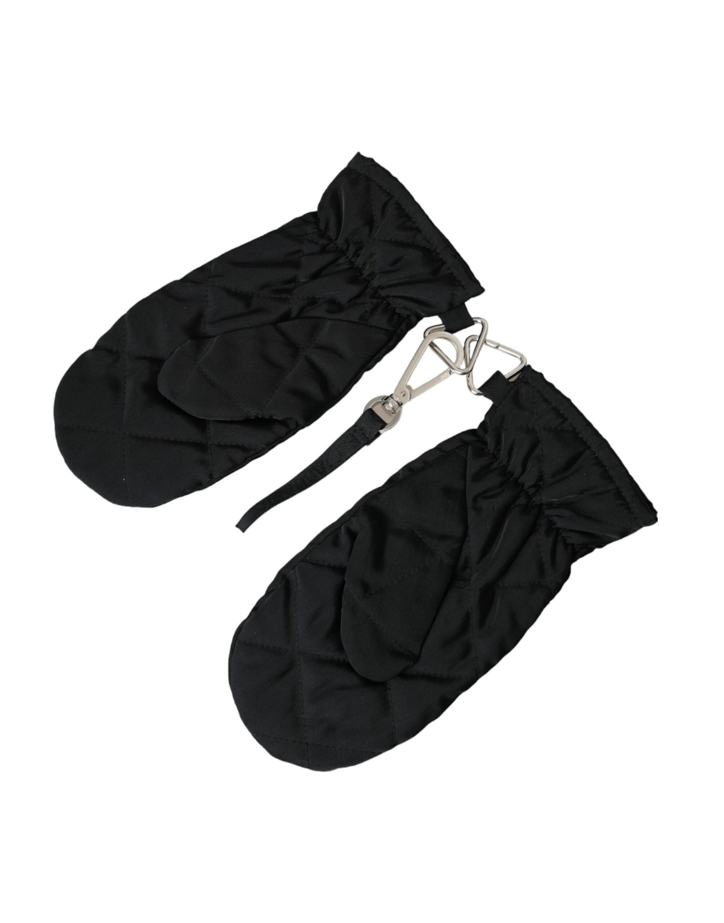 Dolce & Gabbana mustat tikattu nylon ranteen pituiset käsineet