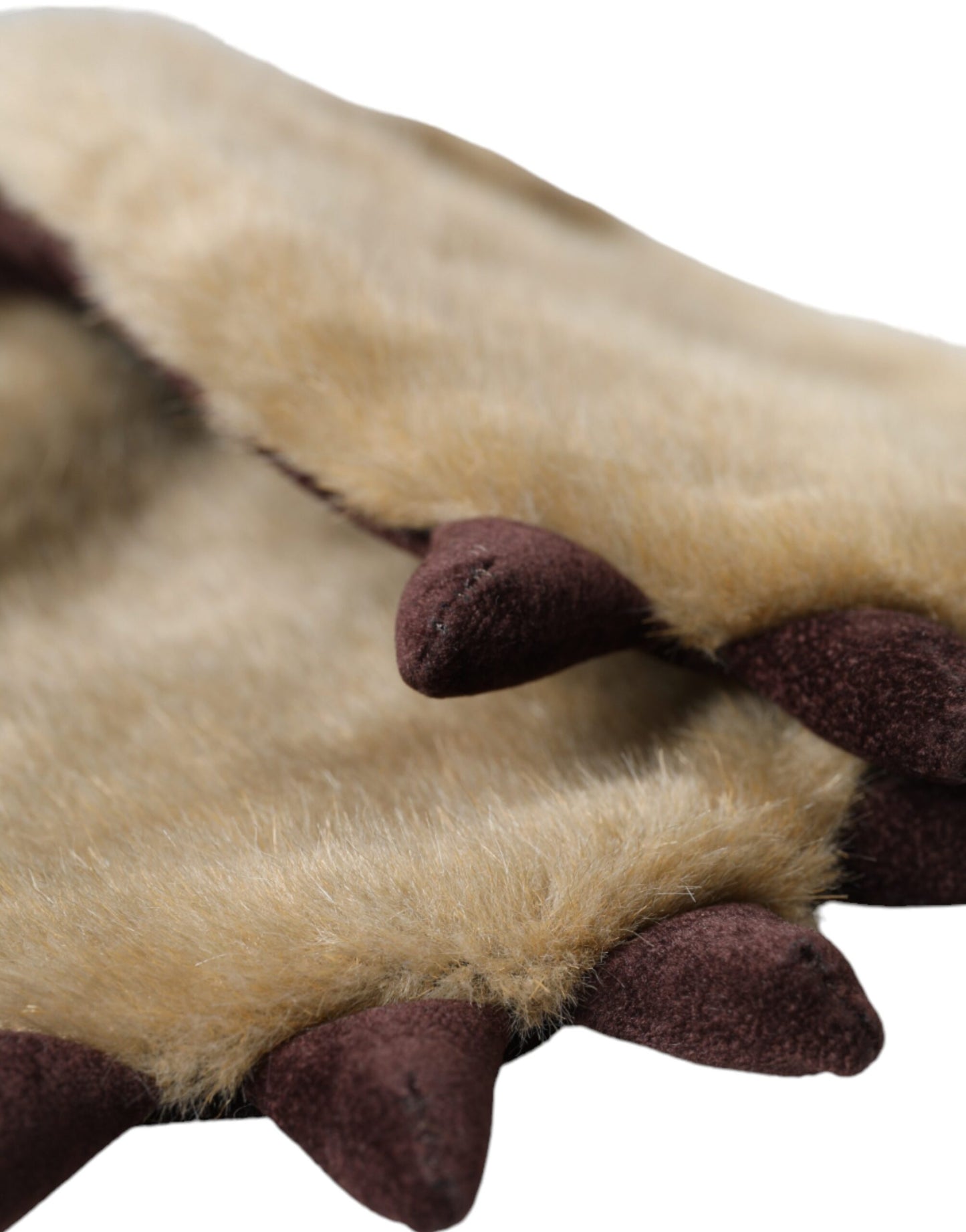 Dolce & Gabbana Beige Acrylic Knitted Fur Wrist Mittens Gloves