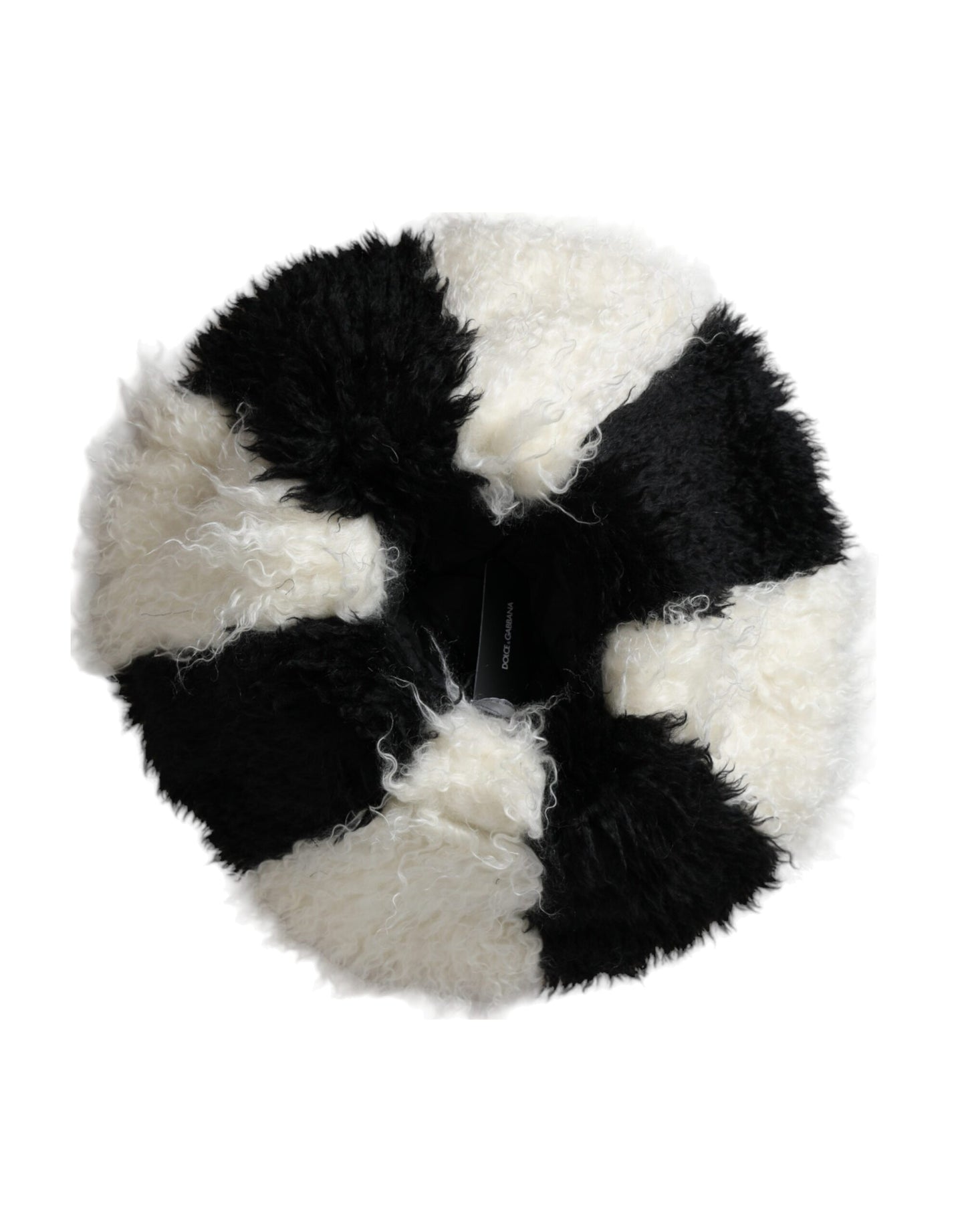 Dolce & Gabbana Black and White Stripe Mohair Fur Bucket Hat