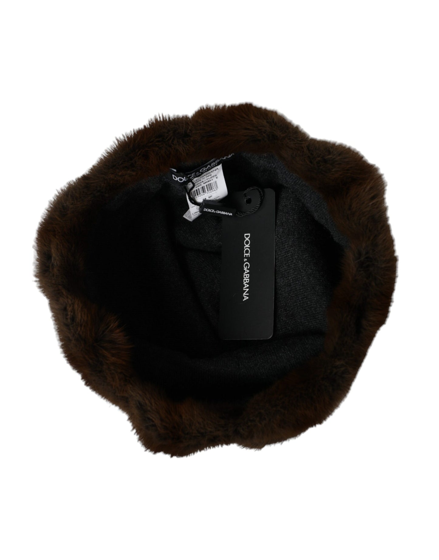 Dolce & Gabbana Brown Weasel Fur Women's Cashmere Beanie Hat