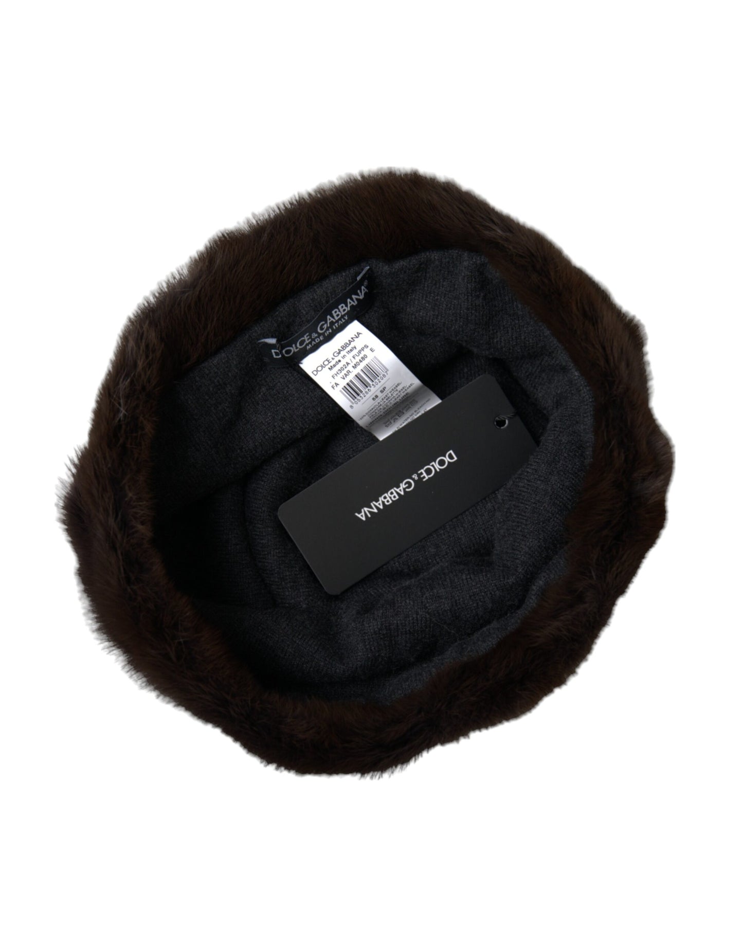 Dolce & Gabbana Brown Weasel Fur Women's Cashmere Beanie Hat