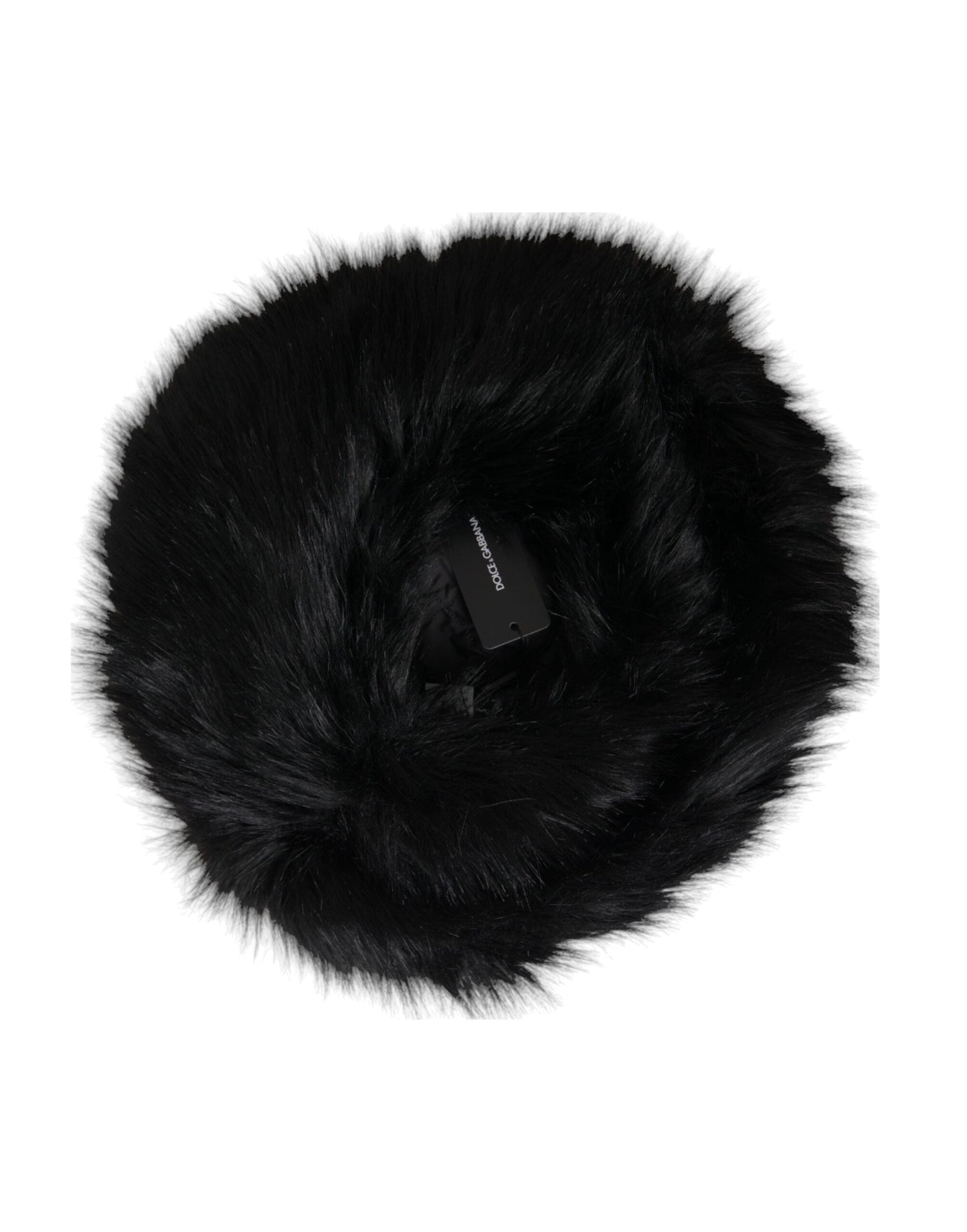 Dolce & Gabbana Black Faux Fur Women's Bucket Hat