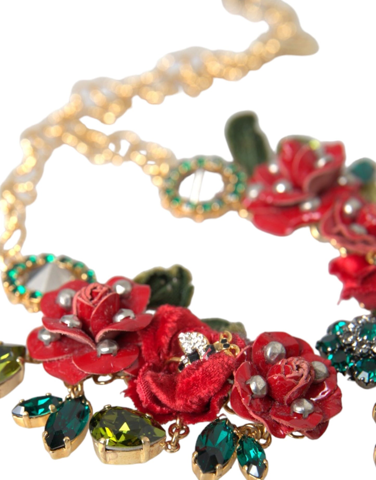 Dolce & Gabbana kultainen messinkilinkkiketju RosePetal Crystal Riipus kaulakoru
