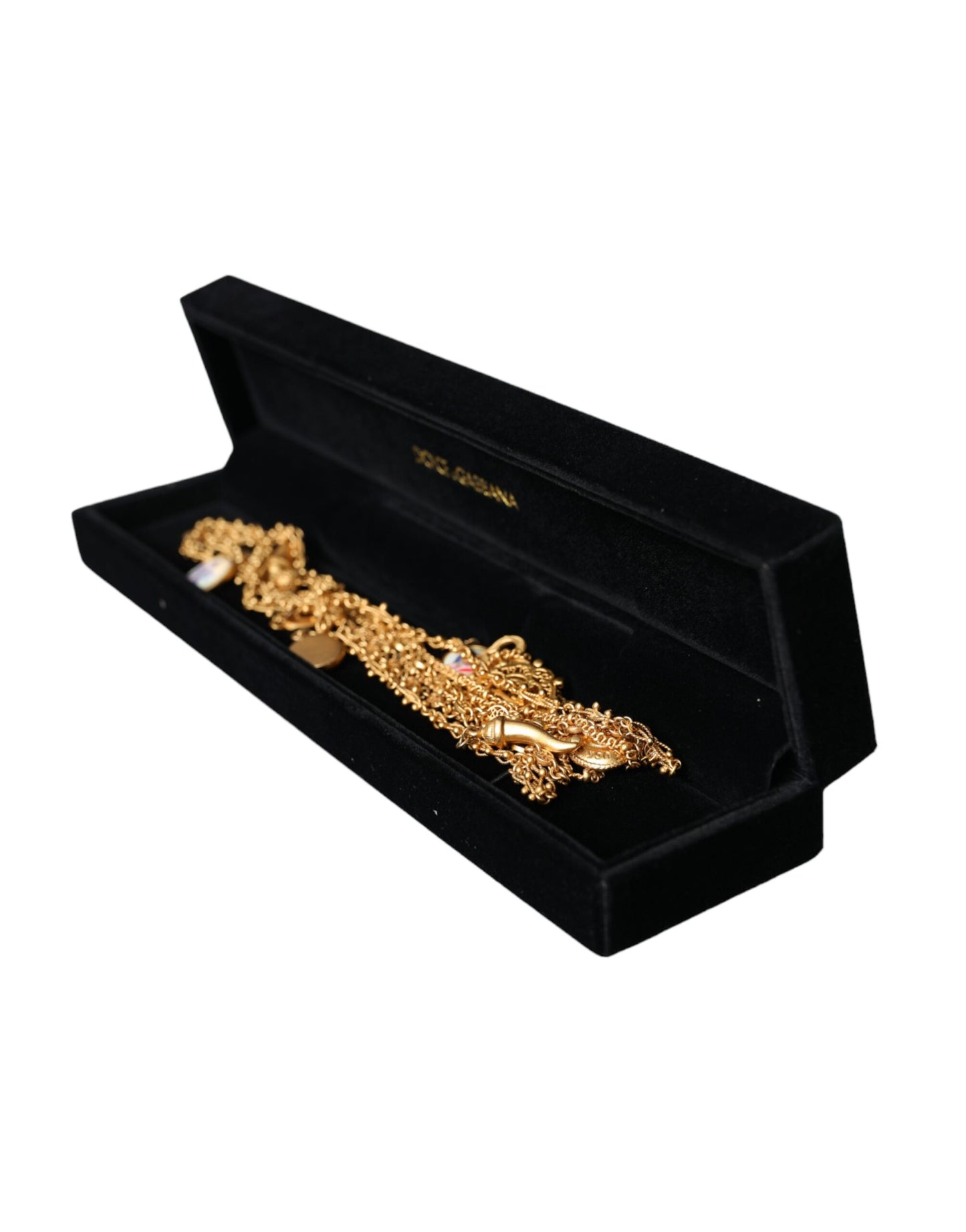 Dolce & Gabbana Gold-Tone Chain messinki Charm Statement Sicily kaulakoru