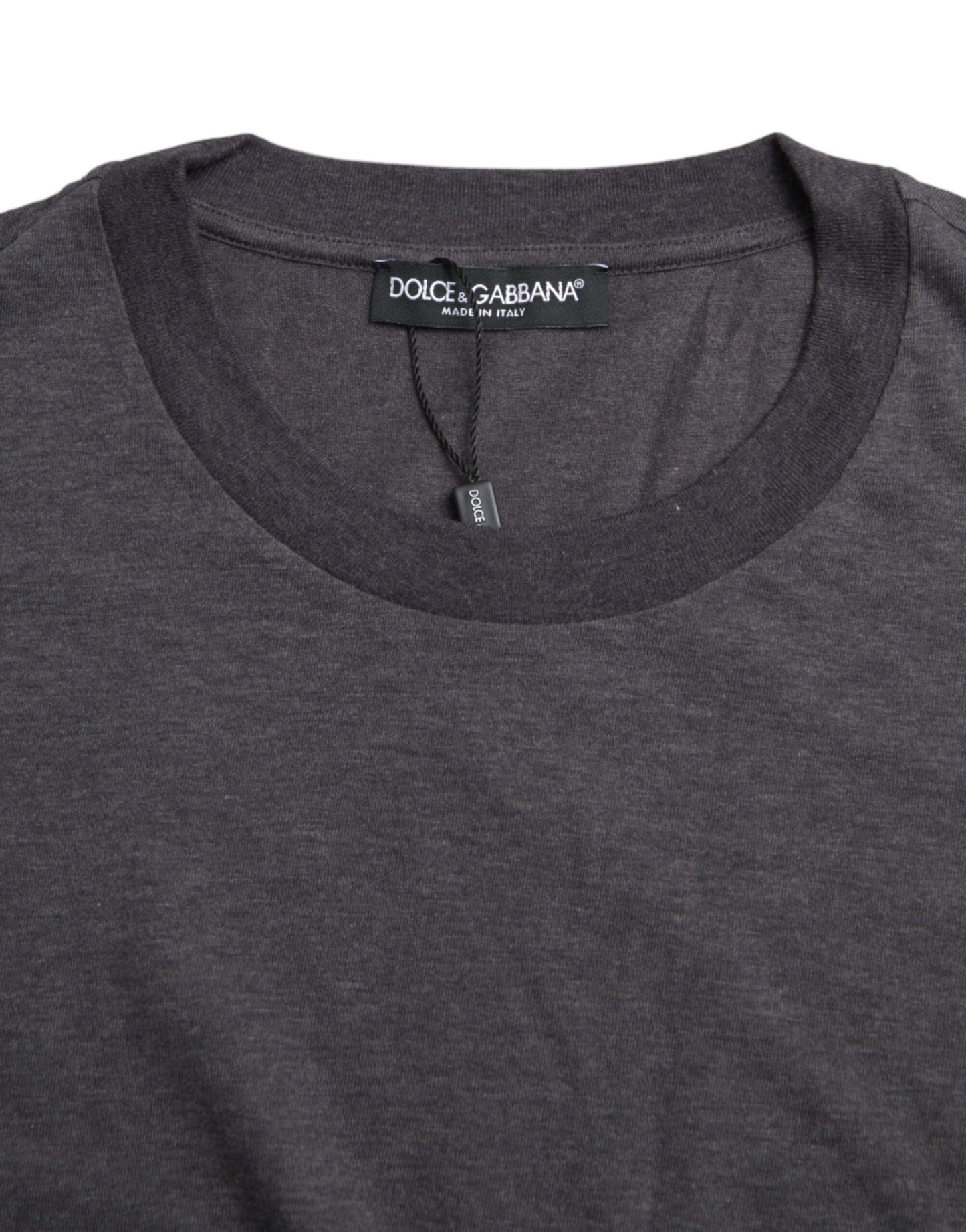 Dolce & Gabbana Grey Cotton T-Shirt with Round Neck and Short Sleeves