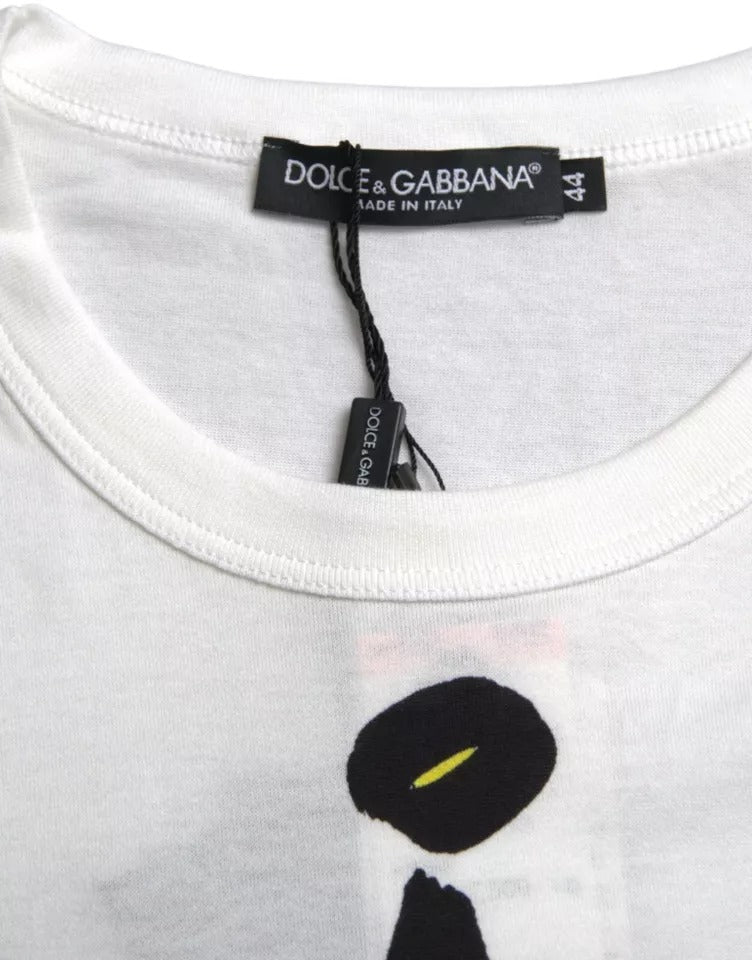 Dolce & Gabbana White Graphic Cotton Short Sleeve T-Shirt for Men