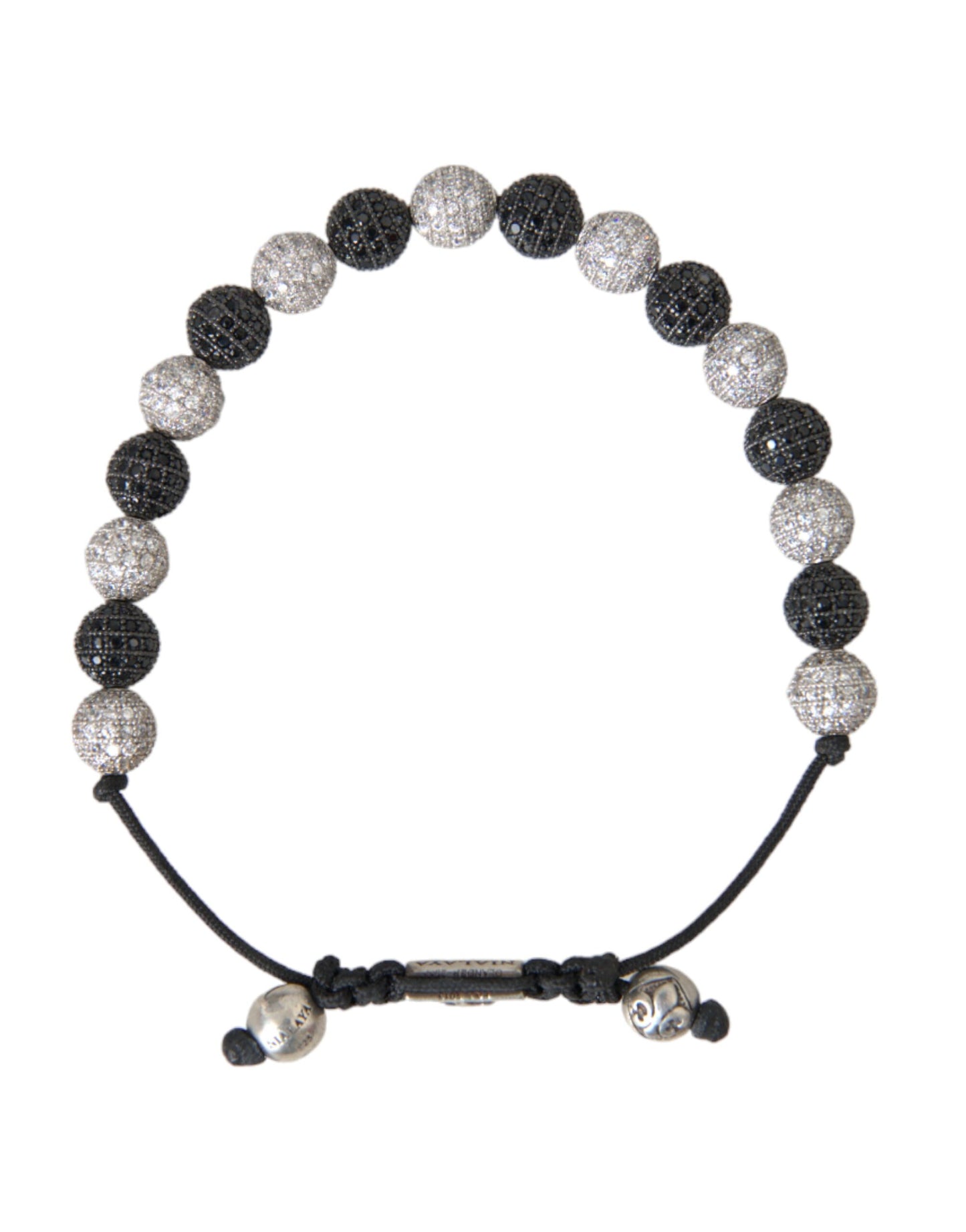 Nialaya CZ Crystal Ball Black White Pearl Bracelet