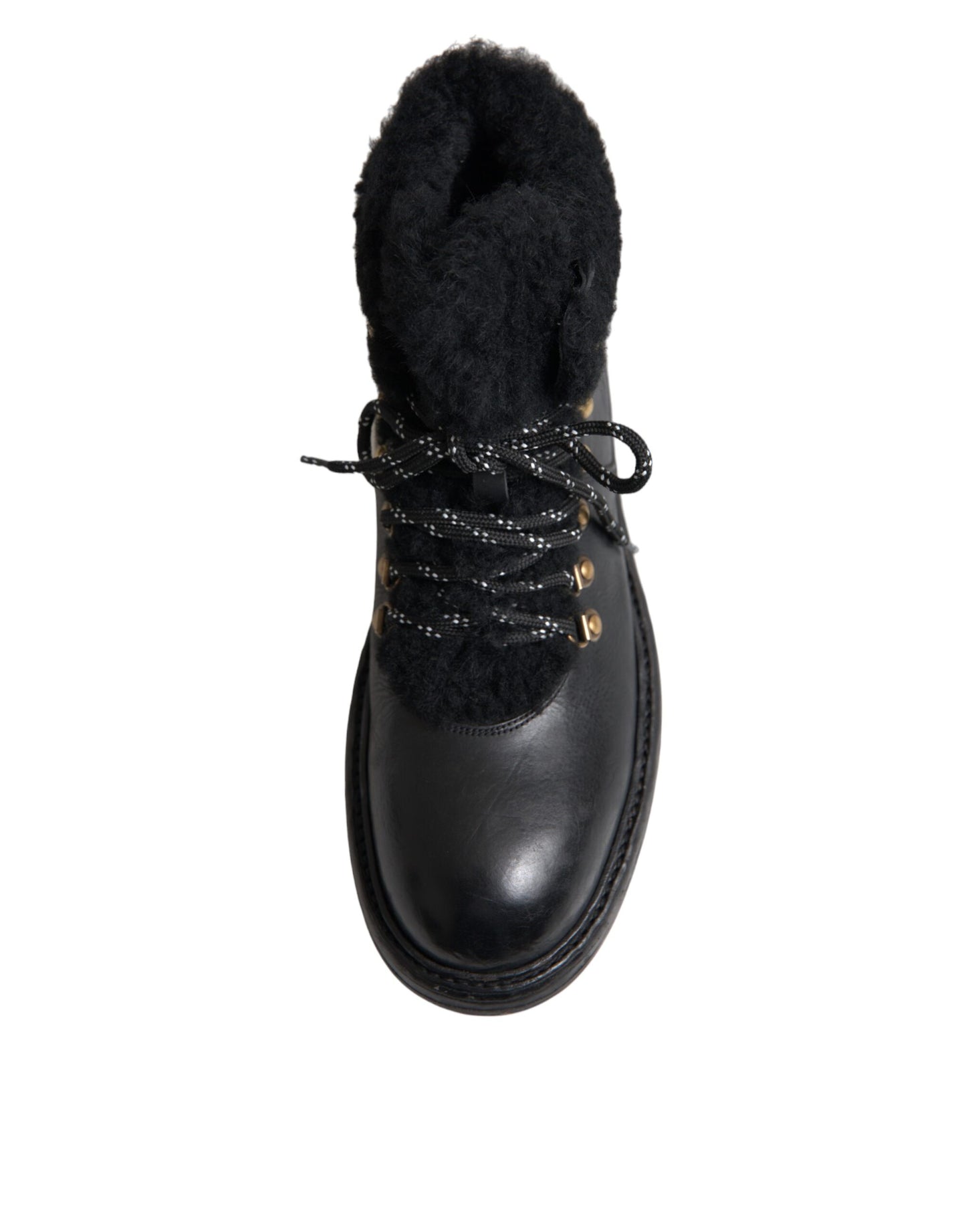 Dolce & Gabbana mustat nahkaiset Bernini Shearling Boots -kengät