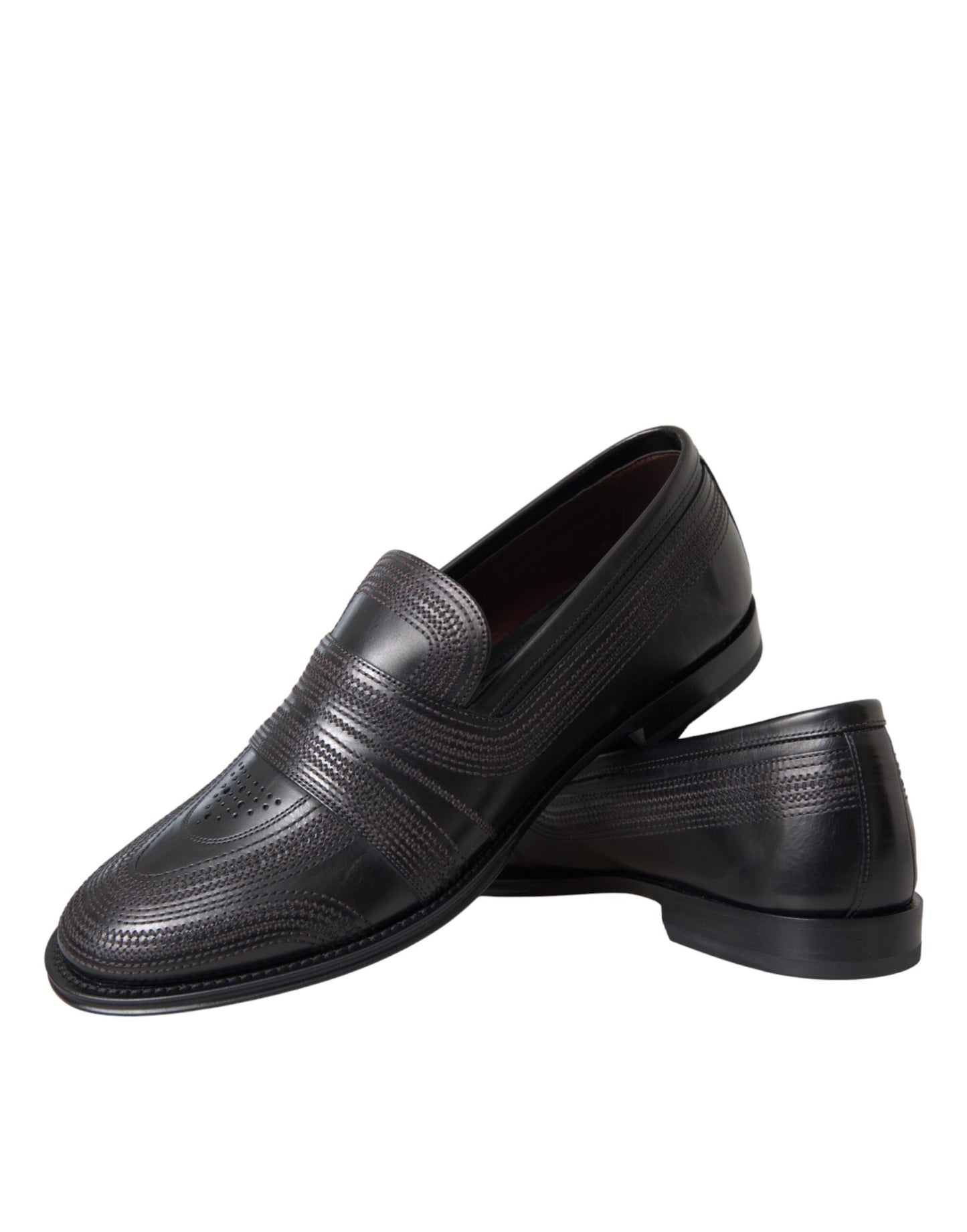 Dolce & Gabbana Black Brown Leather Loafers Miesten mekkokengät