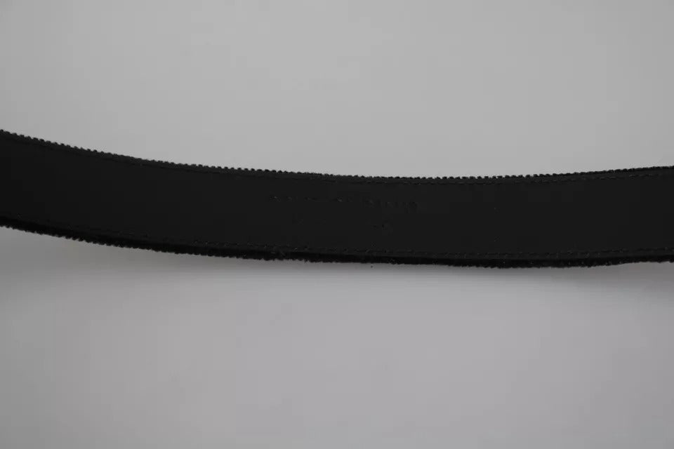Dolce & Gabbana Black Velvet with Silver Metal Buckle Men's Belt