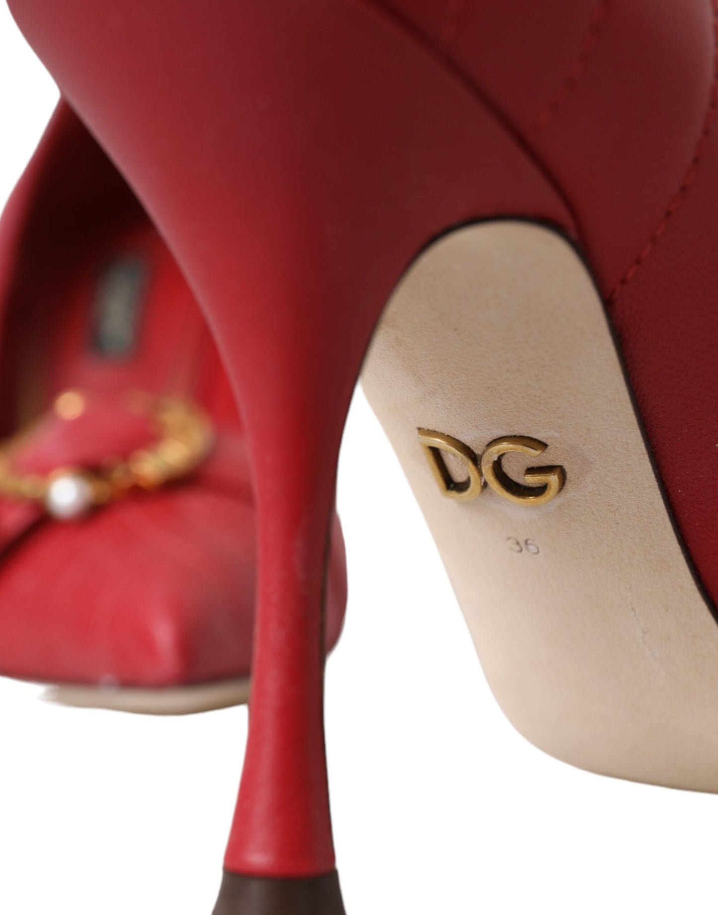 Dolce & Gabbana Red Devotion Leather Heels Pumps -kengät