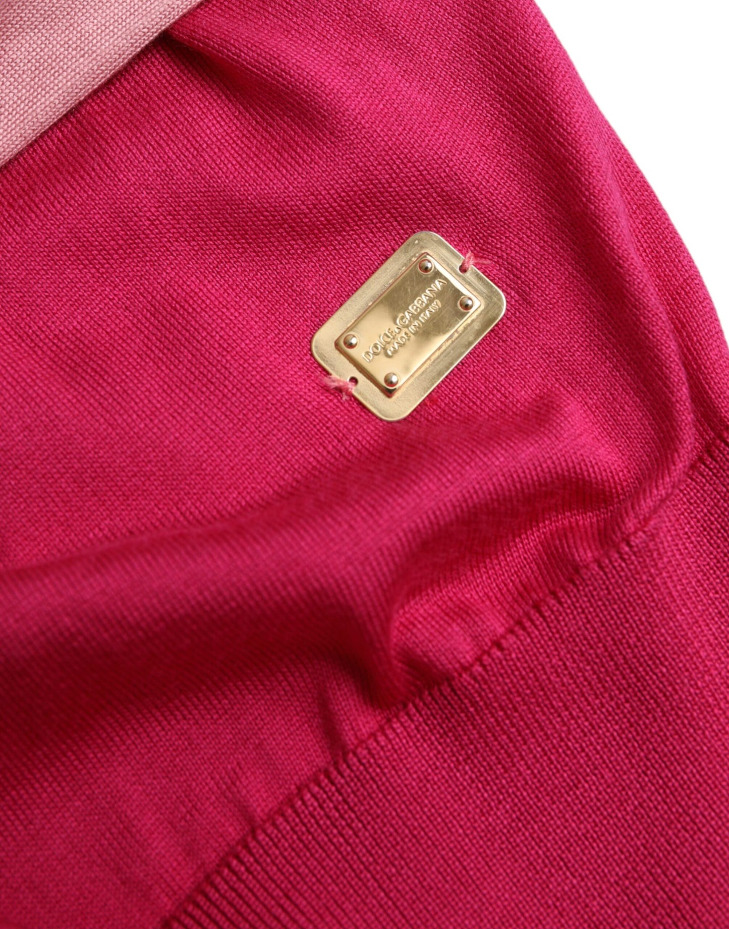 Dolce & Gabbana Pink Short Sleeve Ascot Collar Sweater