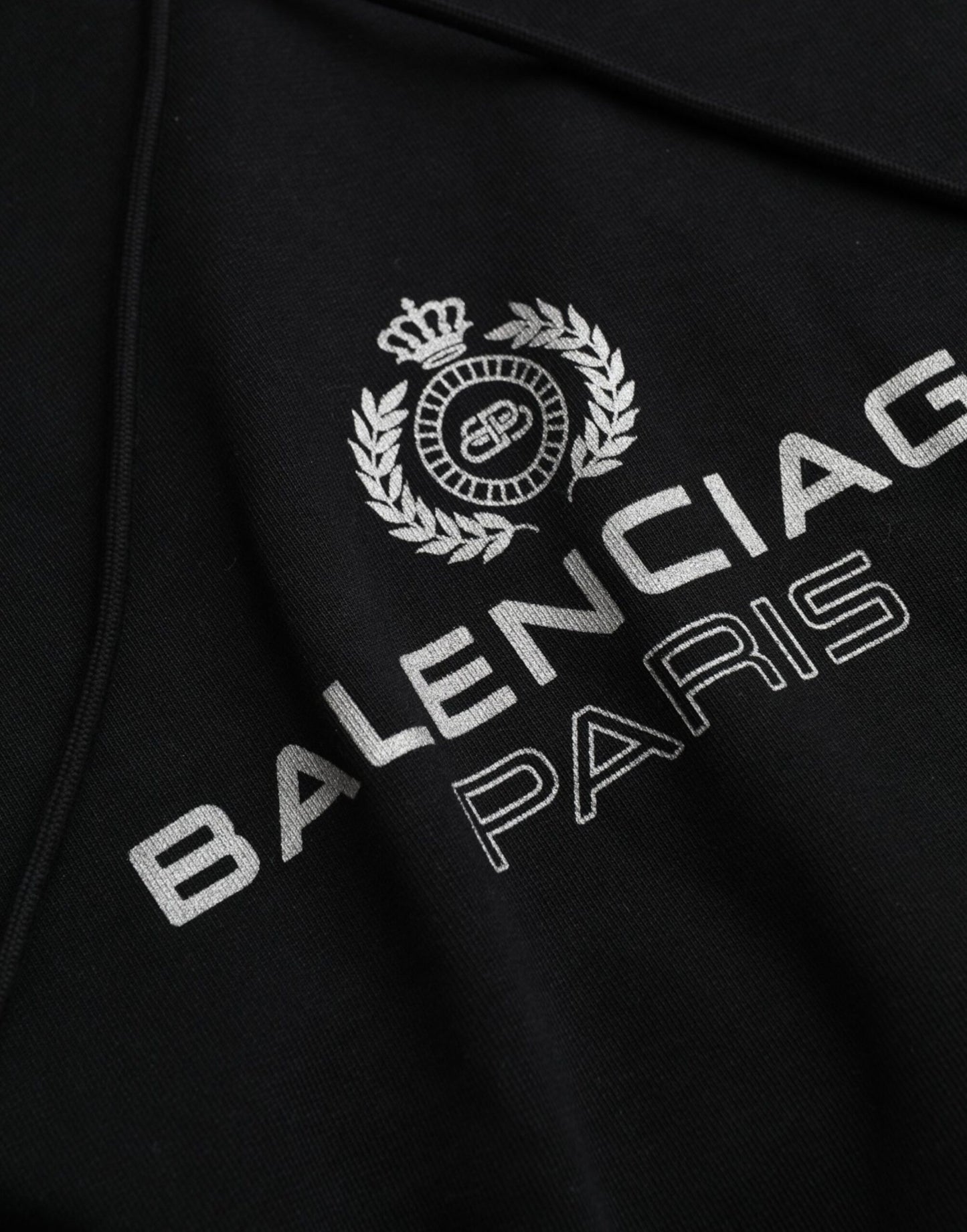Balenciaga Black Cotton Logo hupullinen villapaita