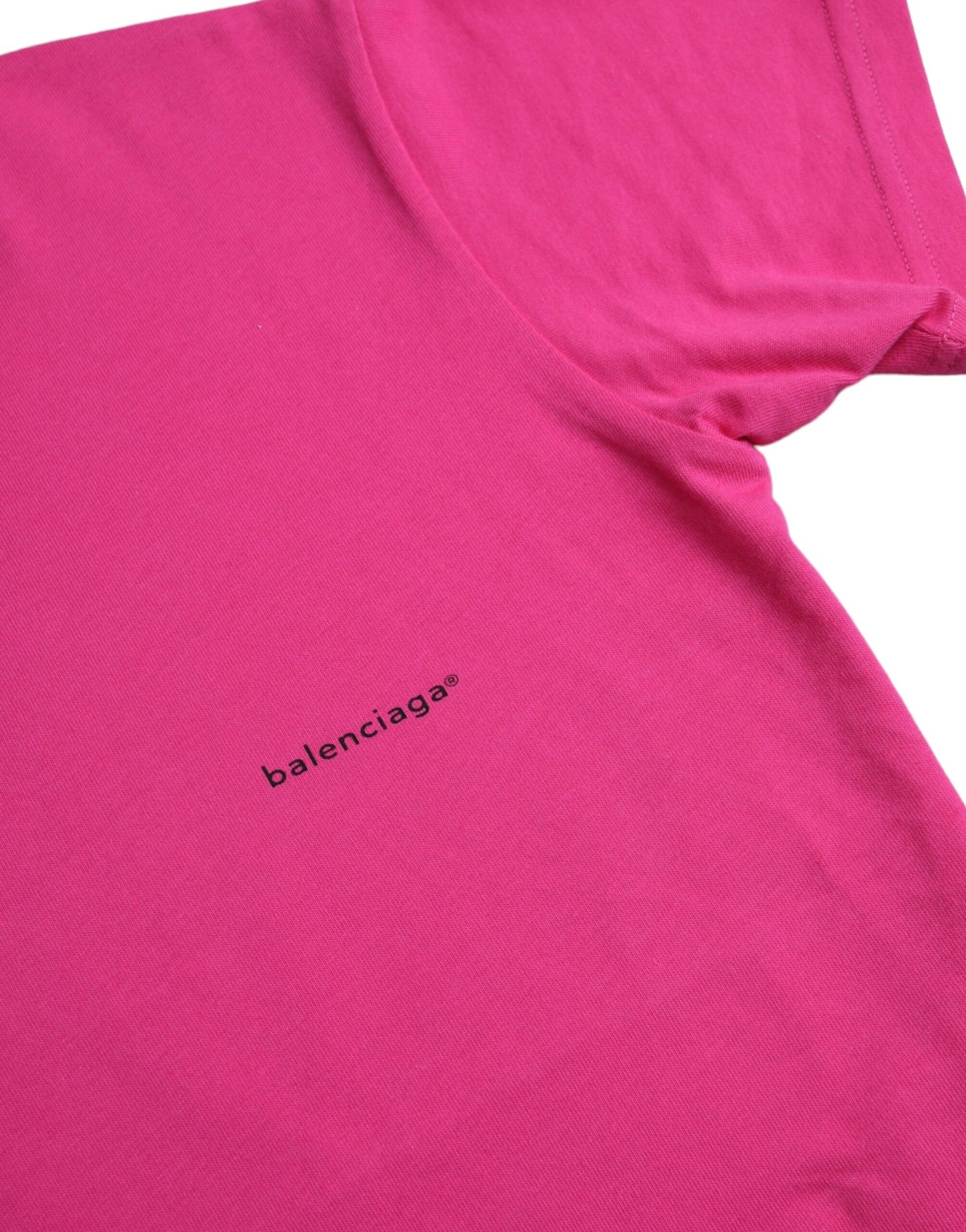 Balenciaga Pink Cotton Crew Neck lyhythihainen T-paita