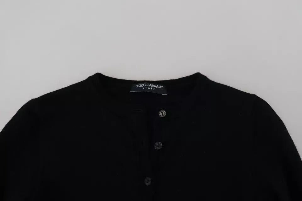 Dolce & Gabbana Black Button Edessä Slim Cardigan villapaita