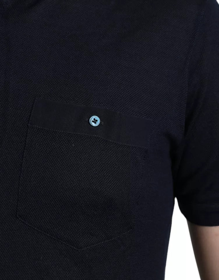 Dolce & Gabbana Navy Blue Polo T-Shirt with Collar and Short Sleeves