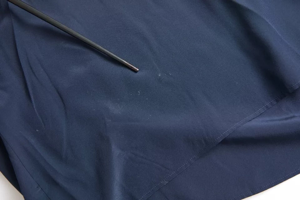 Dolce & Gabbana Blue long-sleeved blouse top with ascot collar