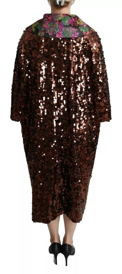 Dolce & Gabbana Multicolored sequined long coat jacquard jacket