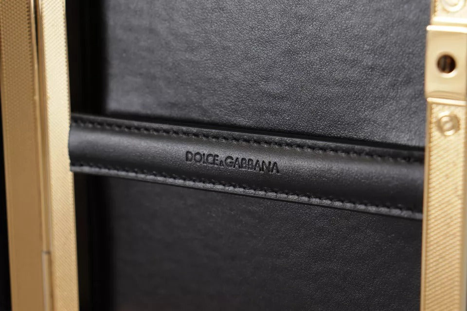 Dolce & Gabbana Black Silk Gold Frame Clutch Evening Party Handbag