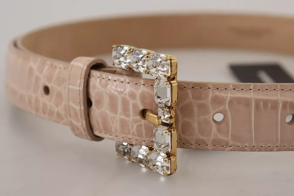 Dolce & Gabbana beige nahkainen kristallisolki naisten vyö