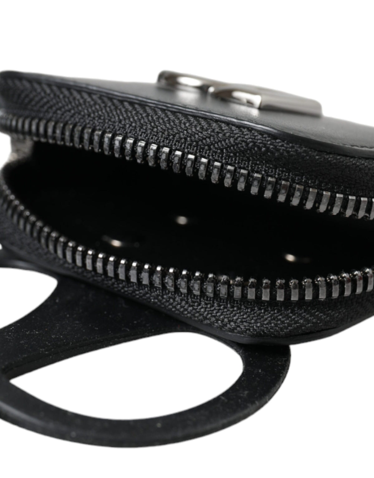 Dolce & Gabbana Black Calfskin DG Logo Coin Purse Lanyard Wallet