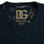 Dolce & Gabbana Dark blue cotton T-shirt with round neck and short sleeves