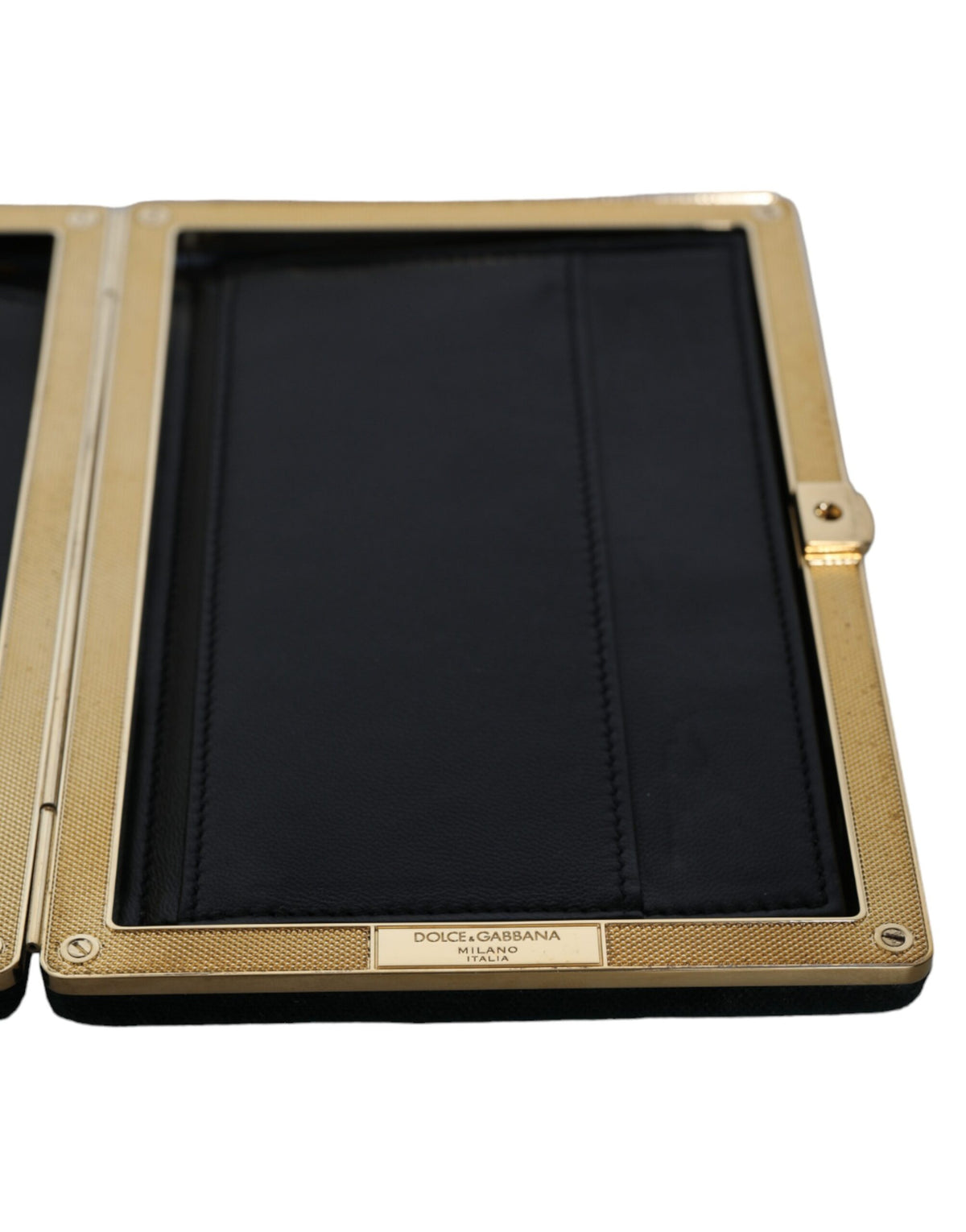Dolce & Gabbana Black Velvet Gold Frame Clutch Evening Party käsilaukku