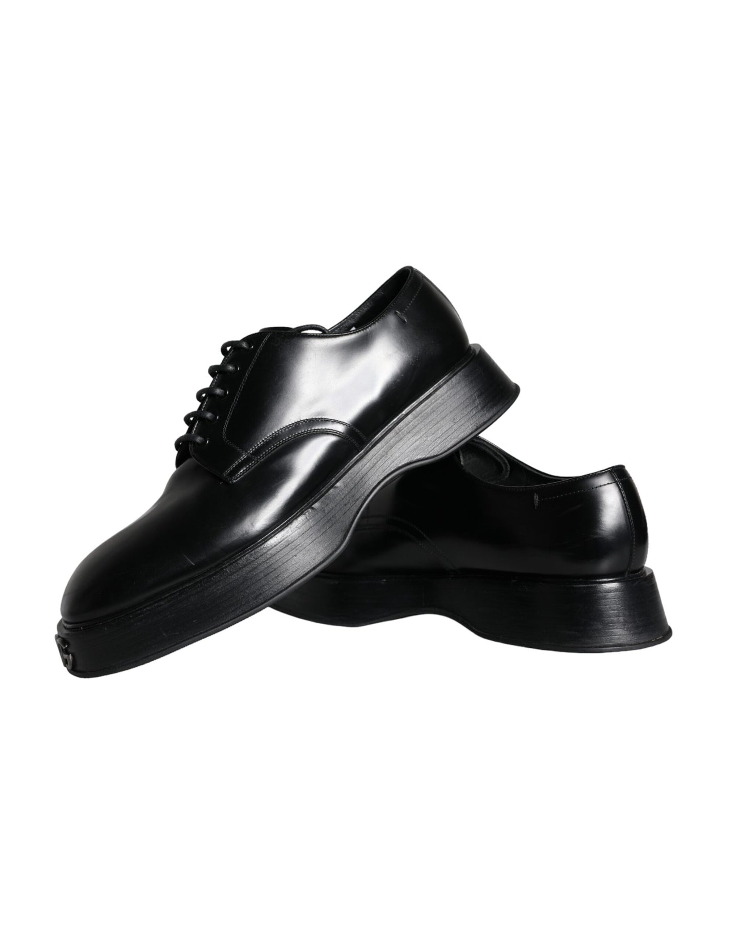 Dolce & Gabbana Black Calfskin Derby Shoes for Formal Occasions