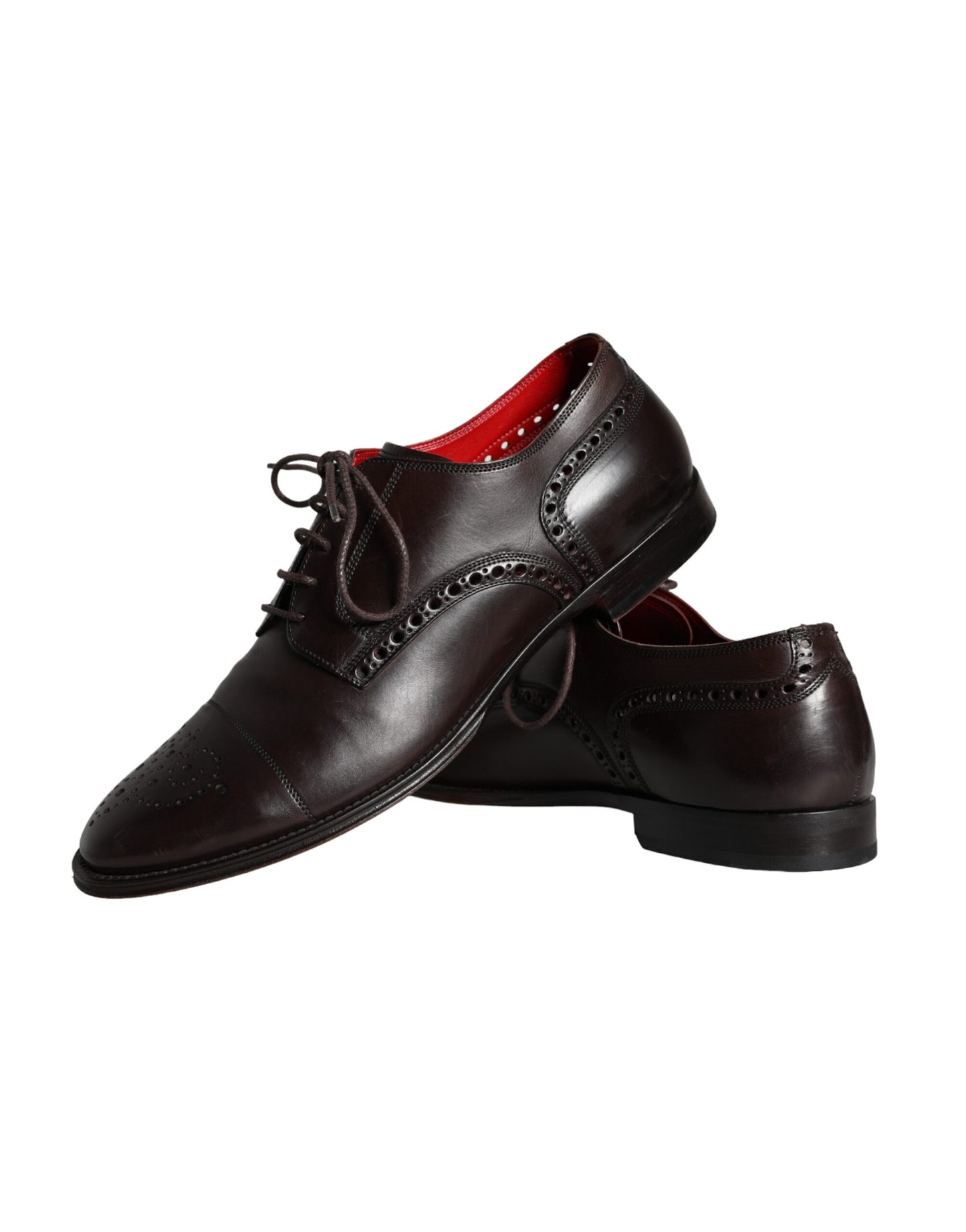 Dolce & Gabbana Brown calf leather lace-up shoes in Oxford look