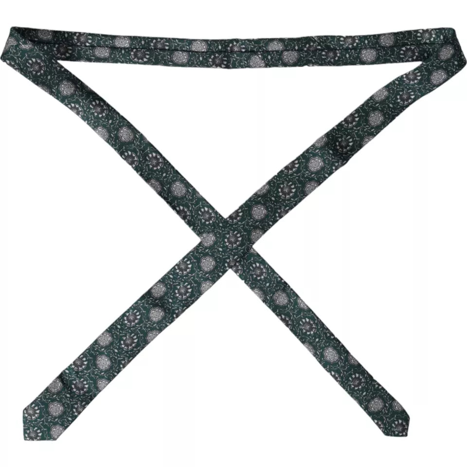 Dolce & Gabbana vihreä silkkisolmio kukkaprintillä, säädettävä