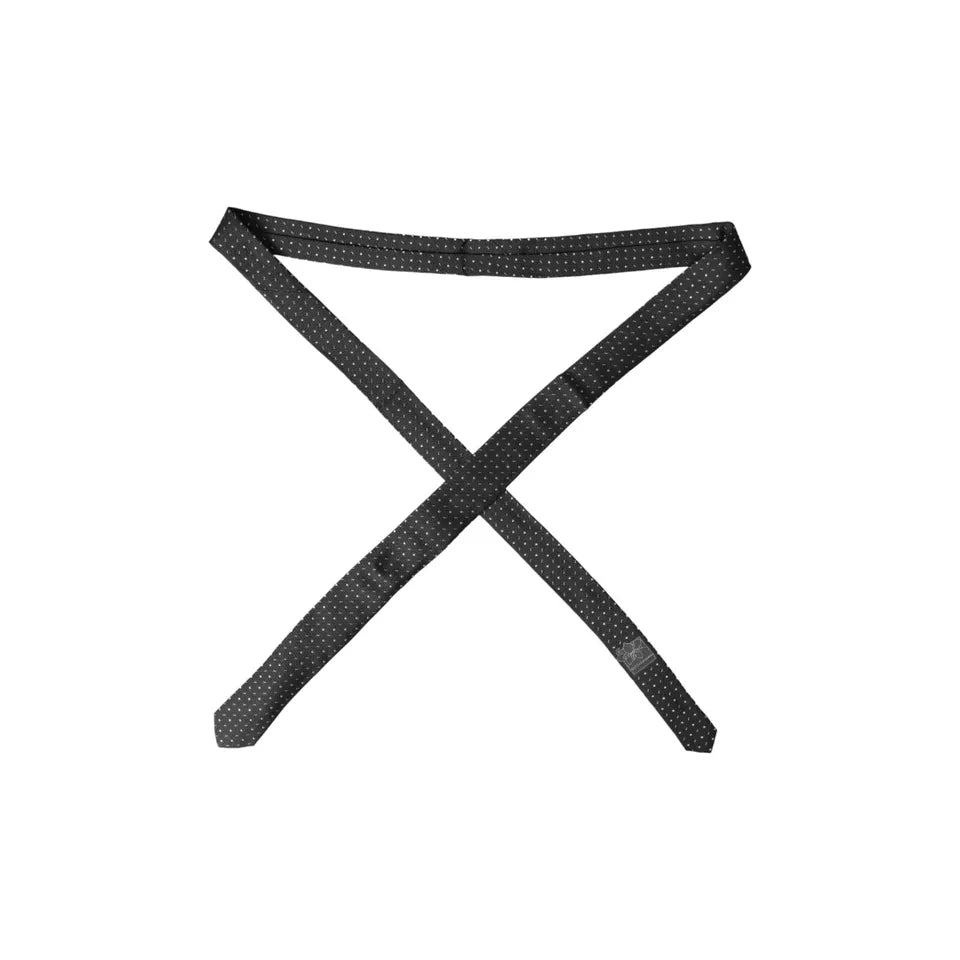 Dolce & Gabbana musta pilkullinen silkkisolmio miehille, säädettävä