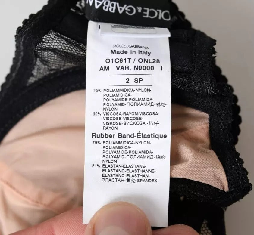 Dolce & Gabbana musta kukkainen pitsi Nylon Balconcino Bran Alusvaatteet