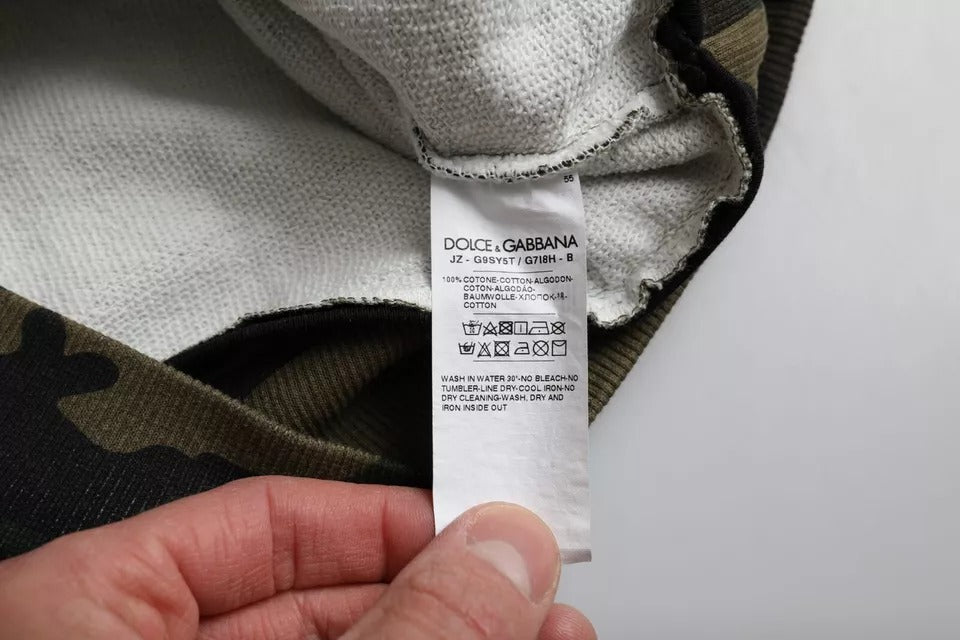 Dolce & Gabbana musta Camouflage Crew Neck -neulepusero