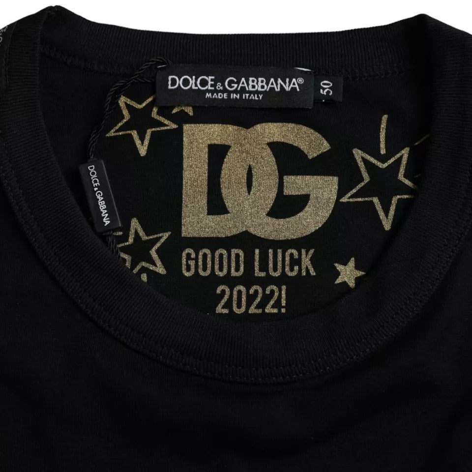 Dolce & Gabbana Black Cotton Crew Neck Short Sleeve T-Shirt for Men