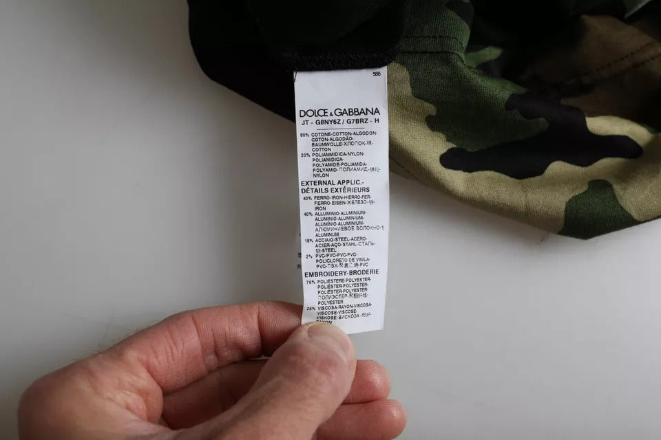 Dolce & Gabbana Multicolor Camouflage Cotton Round Neck Men's T-shirt