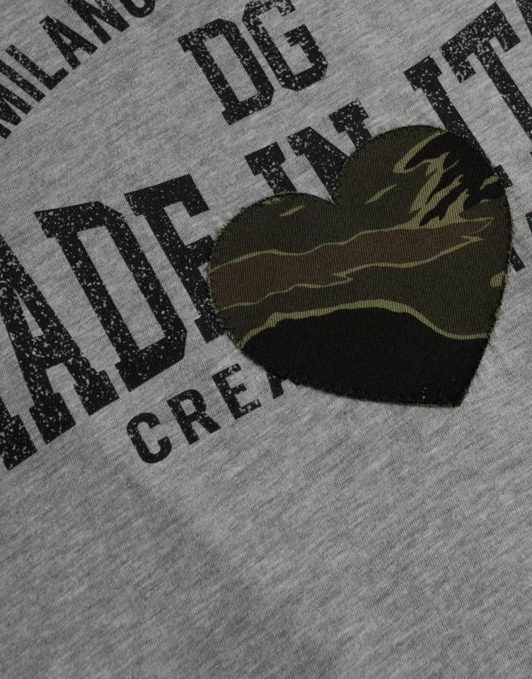 Dolce & Gabbana Grey cotton crew neck T-shirt with graphic print