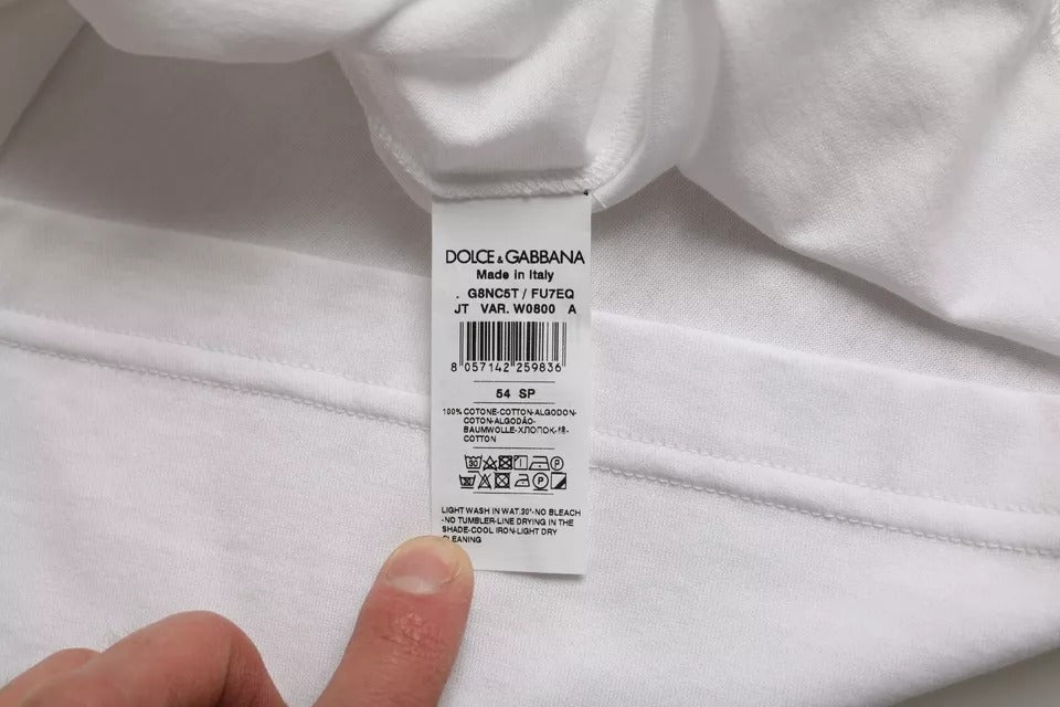 Dolce & Gabbana White cotton round neck short sleeve t-shirt