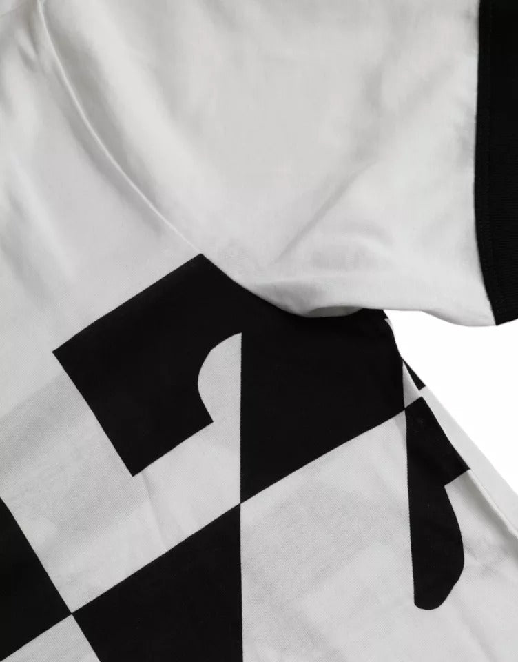Dolce & Gabbana Black White Jazz Print Cotton Short Sleeve T-Shirt