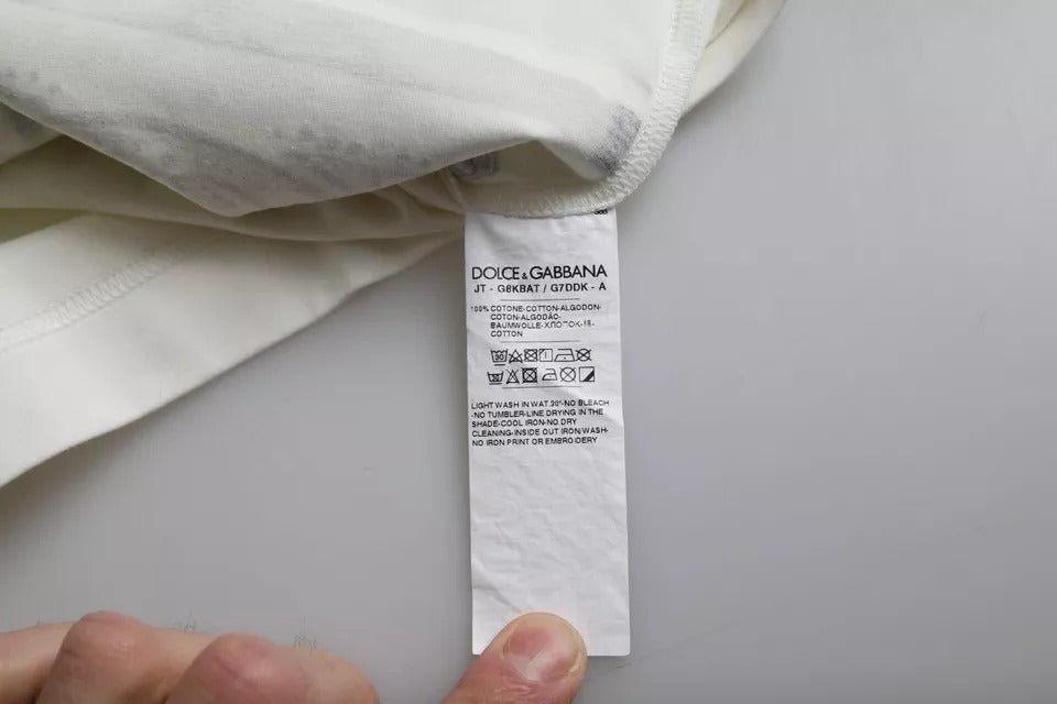 Dolce & Gabbana White Bandana Print Cotton Short Sleeve Men T-Shirt