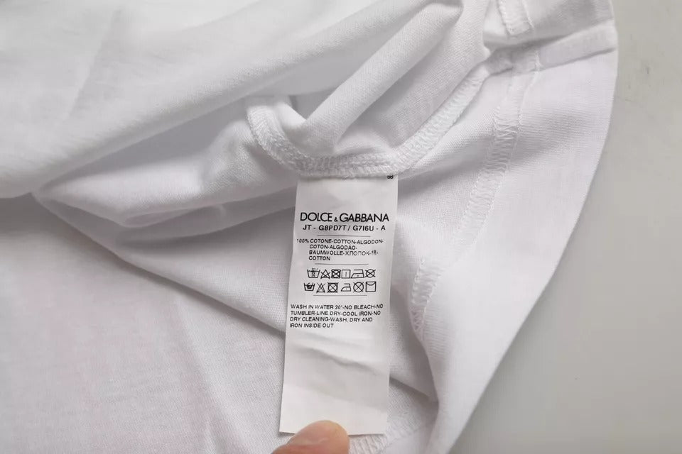 Dolce & Gabbana White Logo Crew Neck Short Sleeve T-Shirt