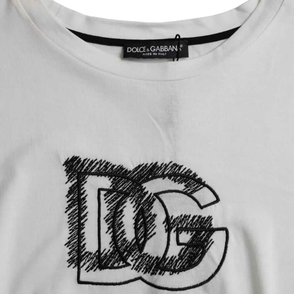 Dolce & Gabbana White Logo Crew Neck Short Sleeve T-Shirt