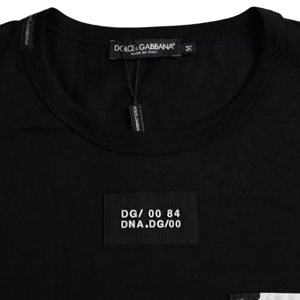 Dolce & Gabbana Black Cotton Pocket Short Sleeve T-Shirt for Men