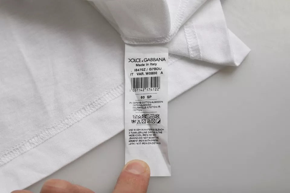 Dolce & Gabbana White cotton round neck short sleeve t-shirt