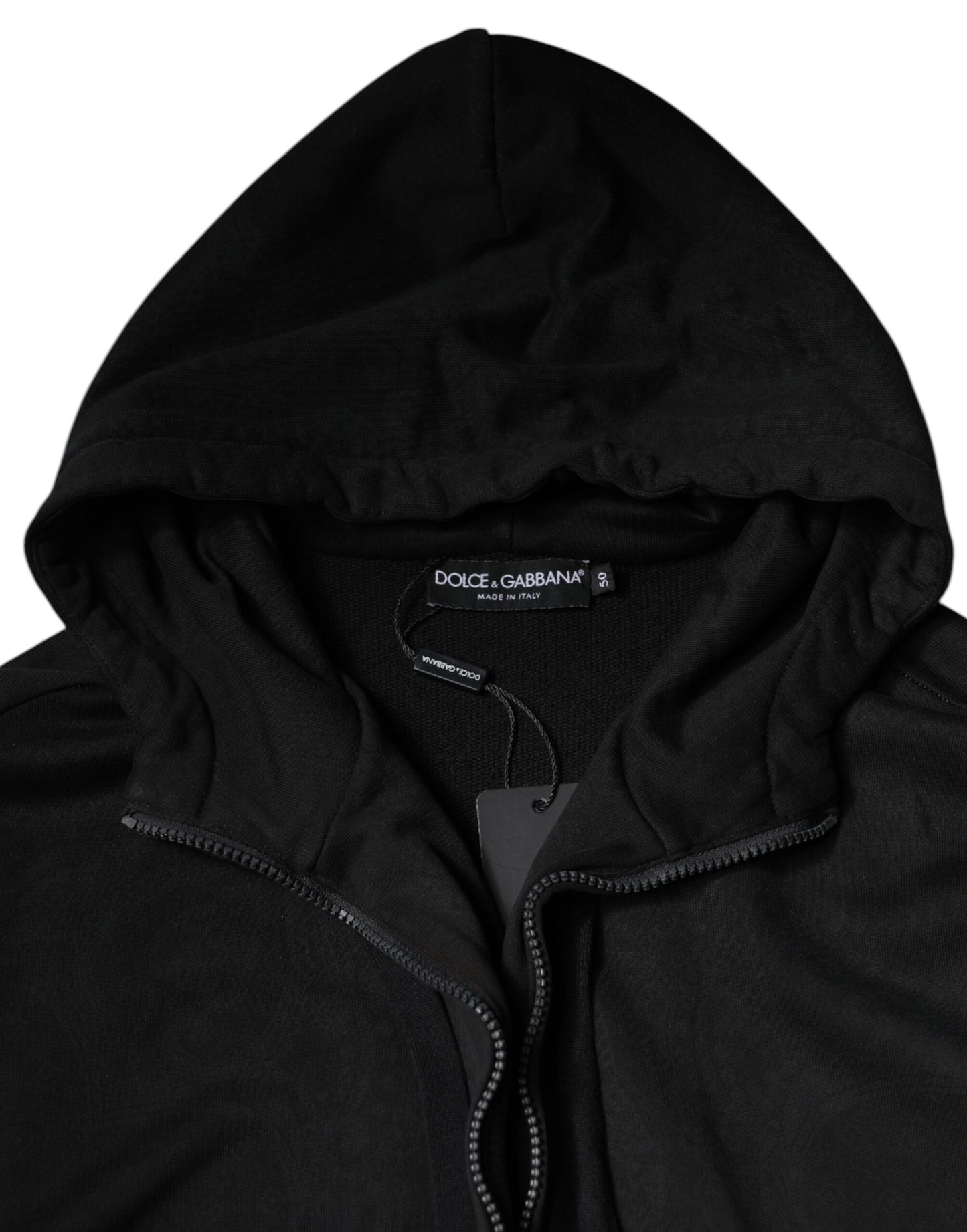 Dolce & Gabbana Black Cotton Full Zip -hupullinen Bomber-takki