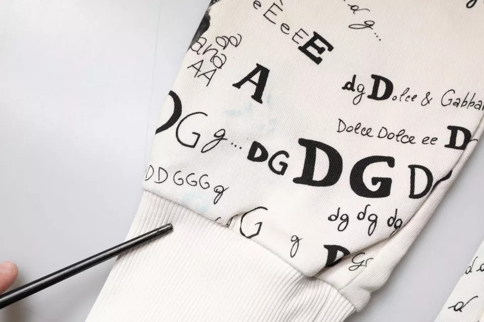 Dolce & Gabbana White Printed Cotton Jogger collegehousut