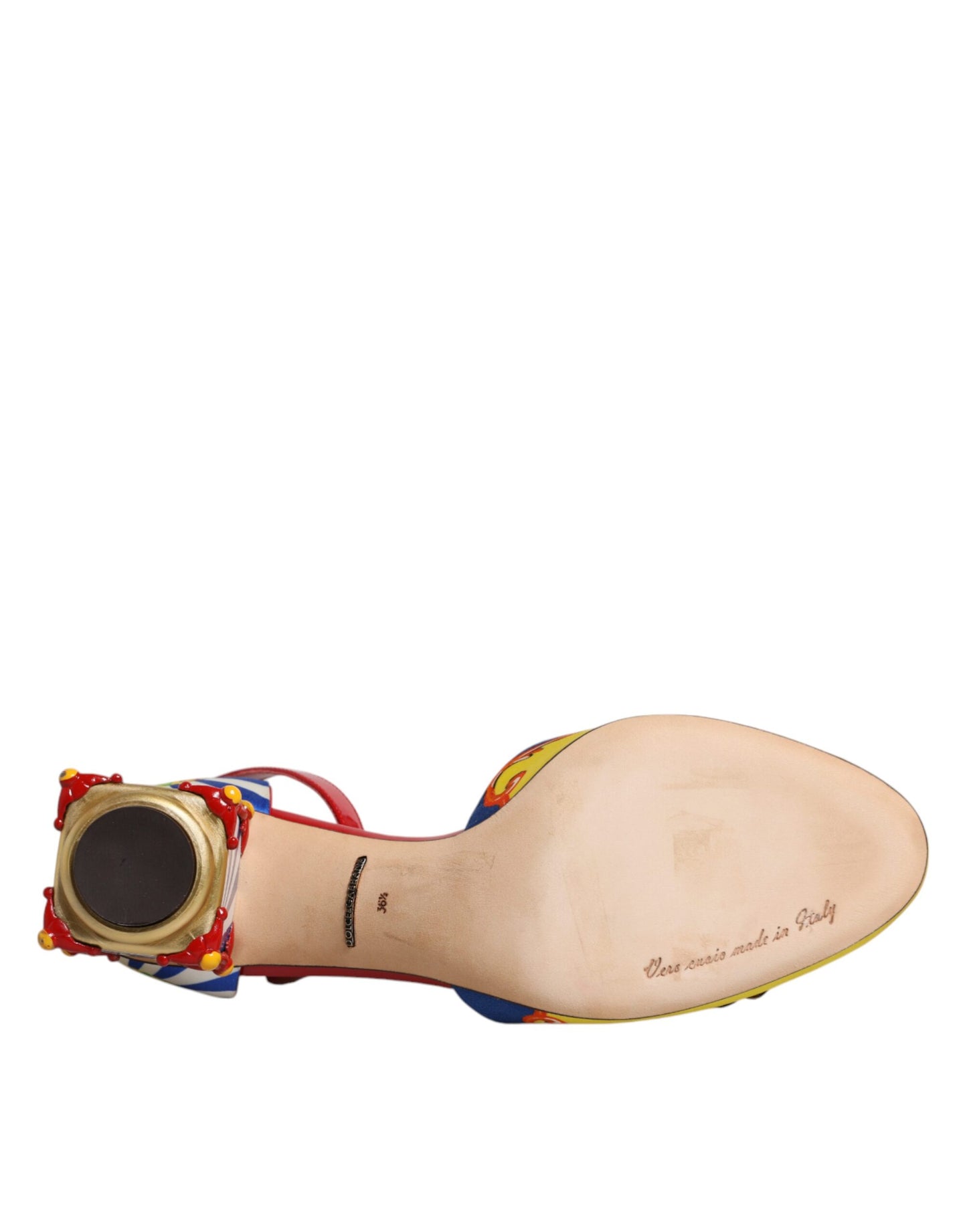 Dolce & Gabbana Multicolor Carretto Crystal Fur Sandals -kengät
