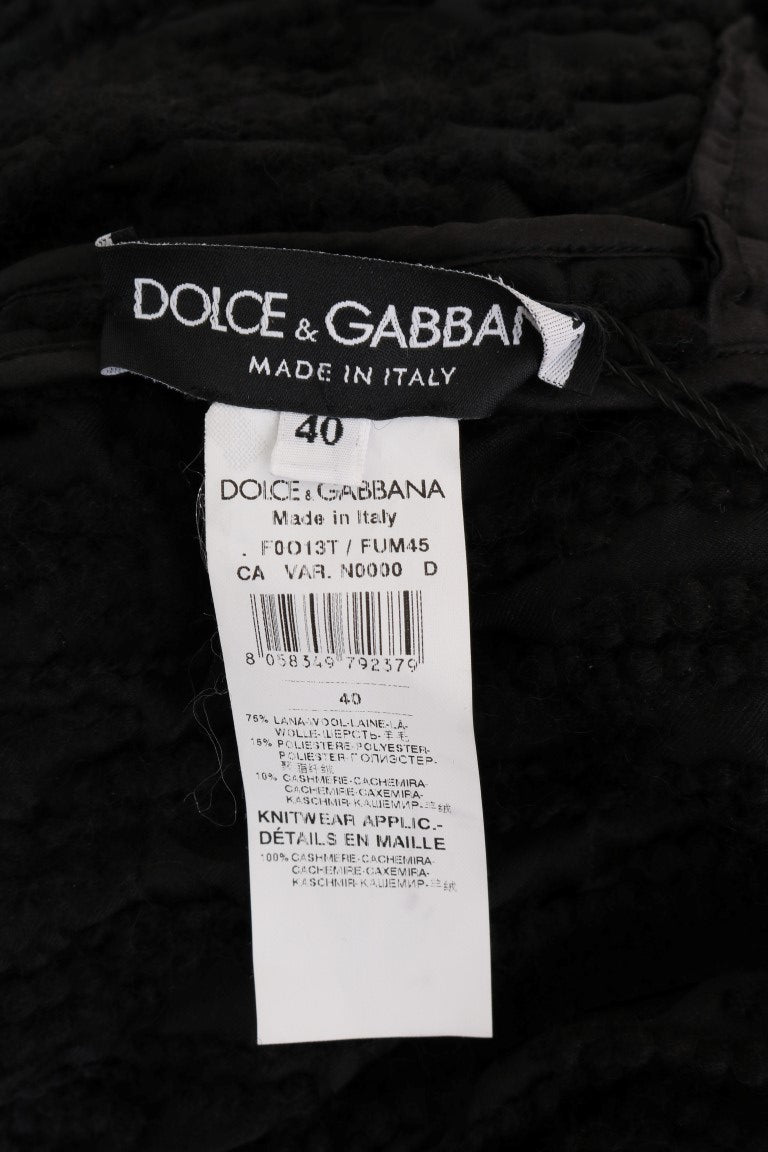 Dolce & Gabbana Tyylikäs musta villa- ja kashmirpusero hapsuilla